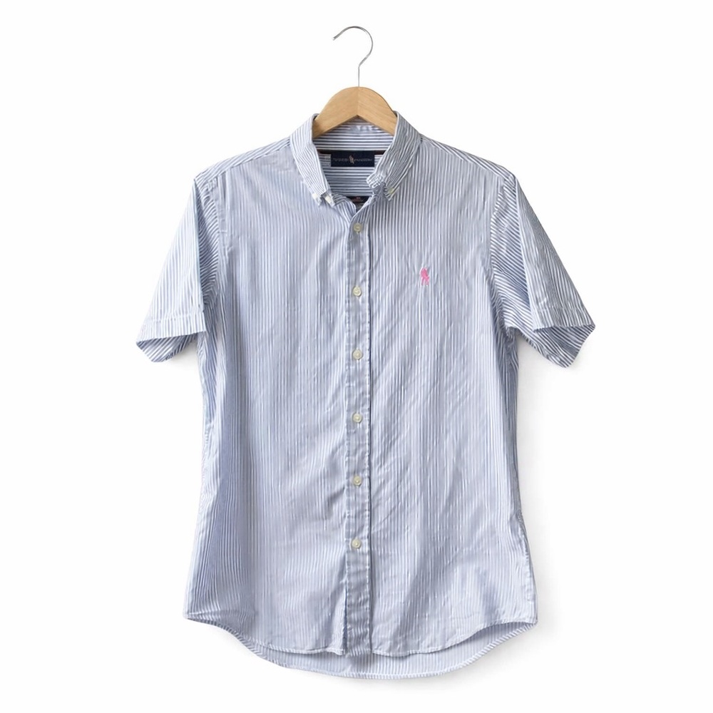 Polo Ralph Lauren Blue Striped Button Up Shirt. Small Great Condition Preppy